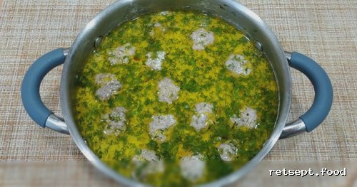 Фото приготовления рецепта: Суп с мясными фрикадельками и сливками - шаг №15