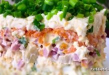 Qatlamli «Qo’ziqorin ertagi» salati — tayyorlash retsepti